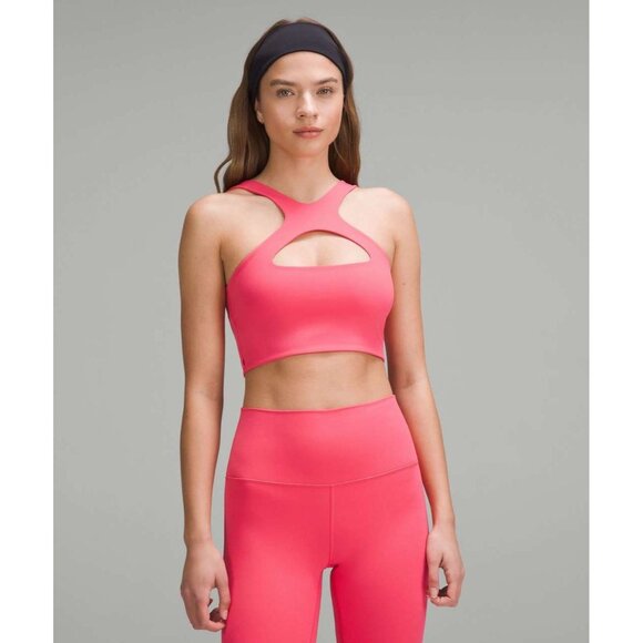 LULULEMON Bend This Scoop And Cross Glaze Pink Sports Bra Tank, Size L/XL - Picture 1 of 15